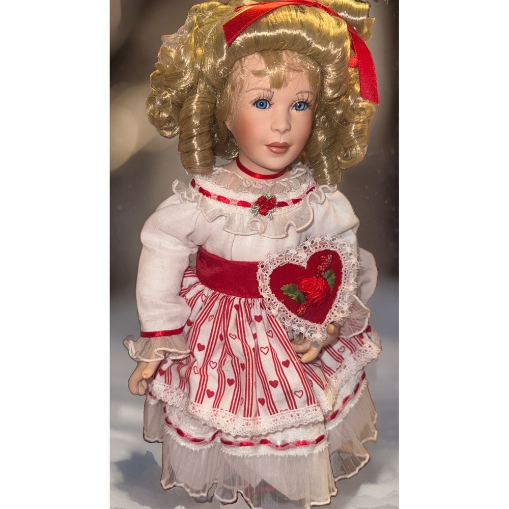 Paradise Galleries Holiday Greeting Grls VALERIE 13" Musical Porcelain Doll